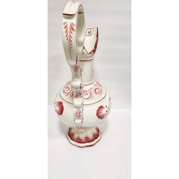 Vtg Red White Portugal RCCL Ceramic Pitcher Vase Hand Painted Numbered 18" Tall - Picture 5 of 6